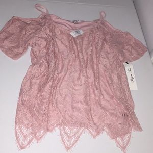 Super cute pink top with peep sleeves